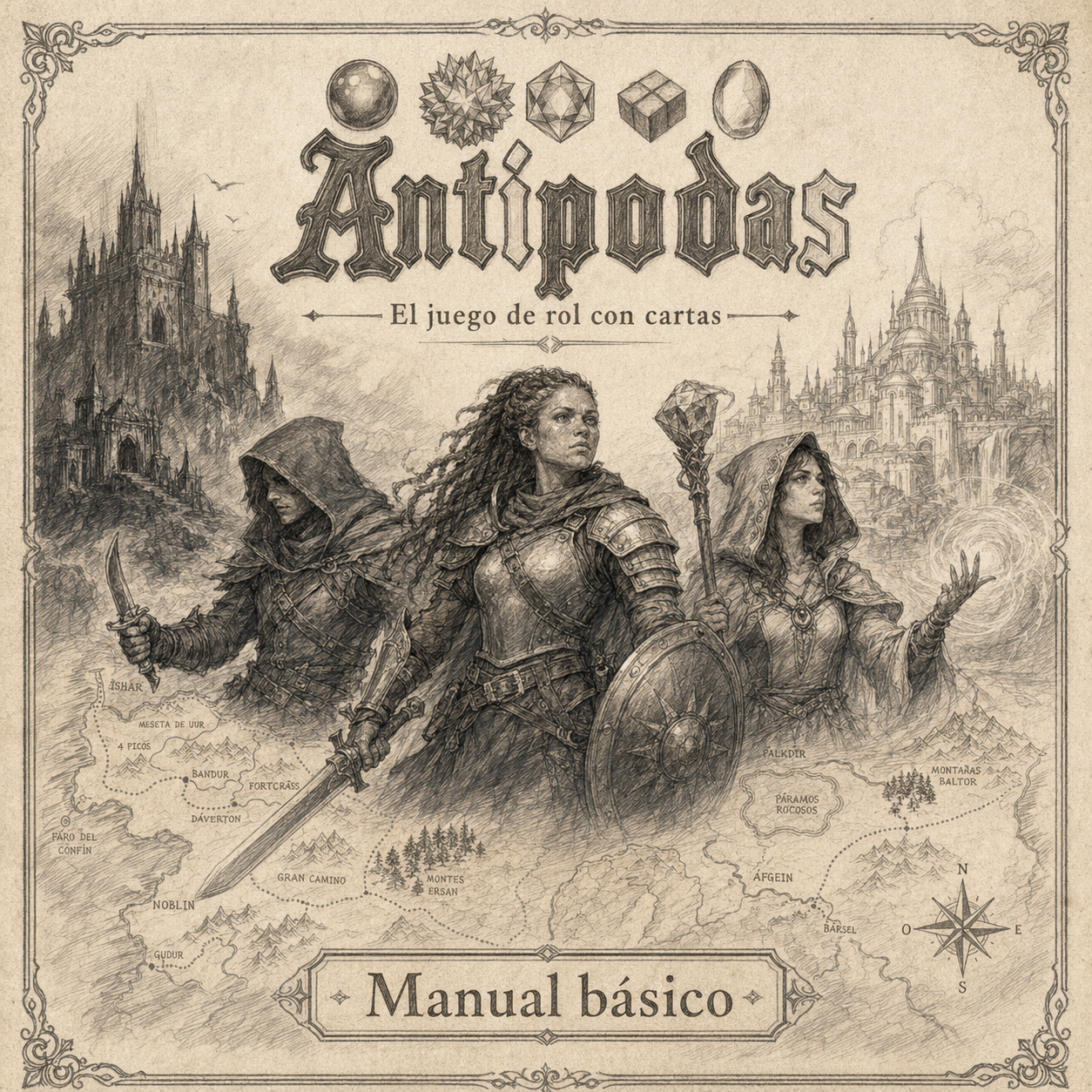 Portada de Antípodas, juego de rol con cartas