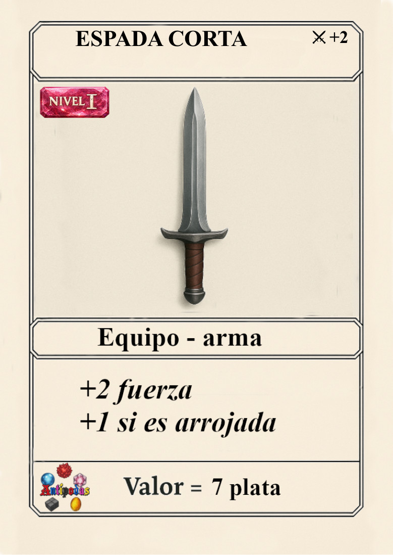 Carta oficial Espada corta